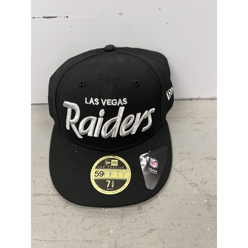 New Era Las Vegas Raiders 9Fifty Fitted Hat Black Size 7 3/8 NFL Cap Flat Brim
